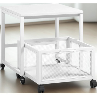 Mobile Appliance Stand With Storage Drawer And Locking Wheels - Multi-Functional Rolling Cart For Mini Fridge, Printer, Or End Table In Home Office, B