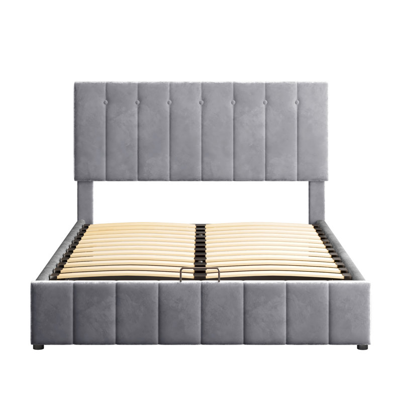 Alimah Upholstered EU Double - 140 X 200 Cm Ottoman Storage Bed, Grey