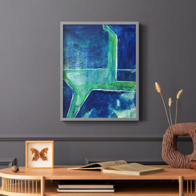 «Geometric in Cool VIII», reproduction encadrée - bois massif