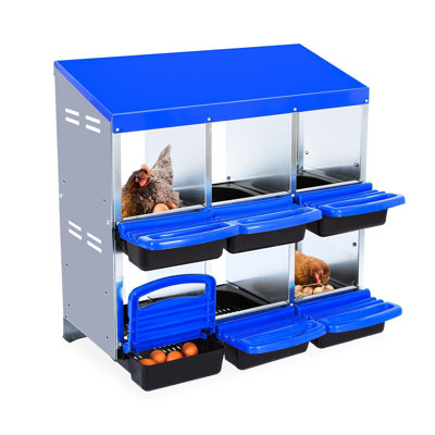 Boîte de nidification pour poulets, boîte à poules roulante avec couvercle, acier galvanisé et plastique, facile à nettoyer, collection innovante d'œufs, boîte à œufs pour poules ventilée, sécuritaire et confortable
