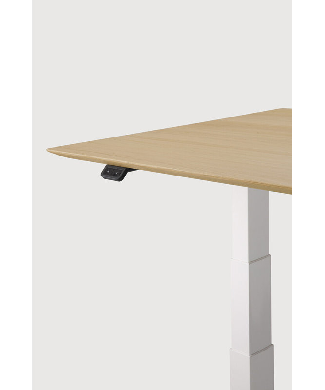 Bok Standing Desk, 25" H x 63" W x 31.5" D, Oak/White