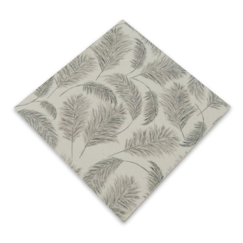 Carreau gravé au laser taupe 6 po x 6 po Leaves