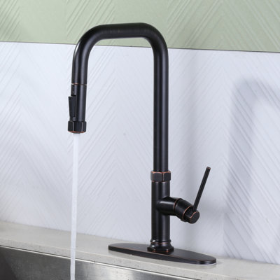 ARCORA Single Handle Pull Down Kitchen Faucet with Deck Plate