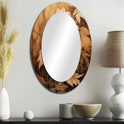 Miroir mural brun brun et feuilles «Harmony III»