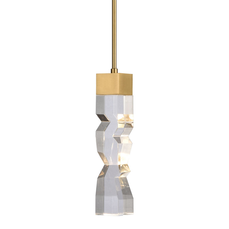 Luminaire suspendu simple à 1 lumière Mamadim, H 63,88 po x l 3 po x P 3 po, Laiton vieilli