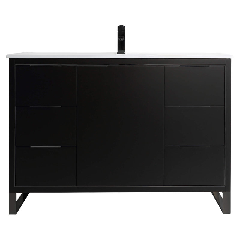 Ensemble de meuble-lavabo simple 48 po, Noir mat, Noir mat
