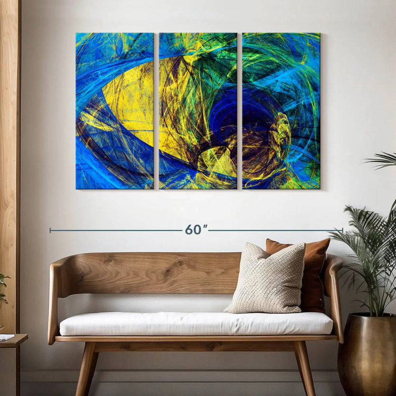 Avery Blue Abstract Tunnels, 32" H x 50" W