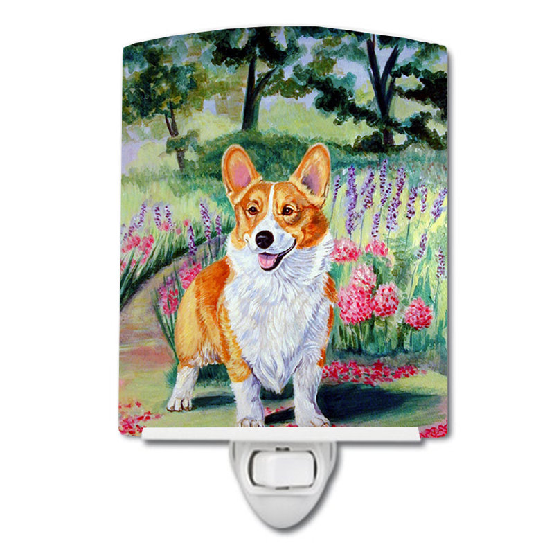 Pembroke Corgi Springtime Ceramic Night Light
