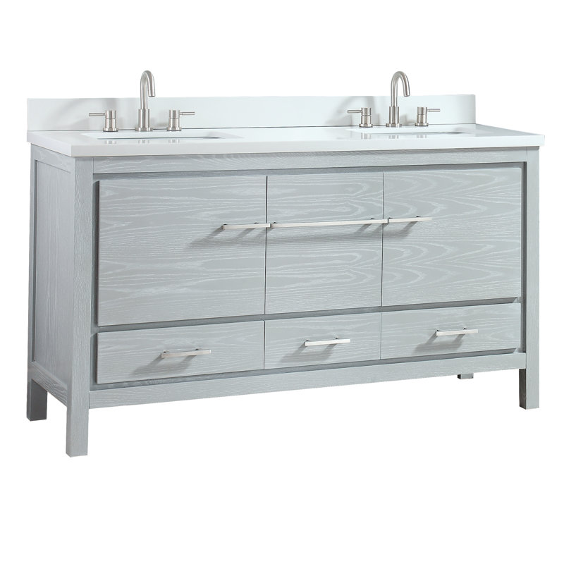 Ensemble de meuble-lavabo double 61 po Riley, Gris sel de mer