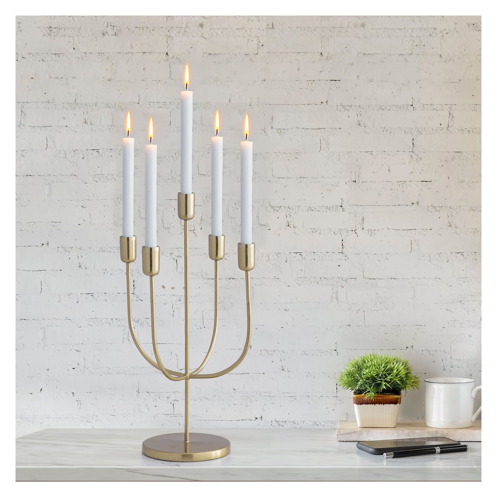 Gold Iron Candle Holder