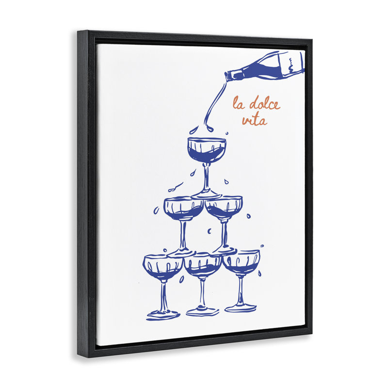 «Versing Champagne Tower», art mural encadré sur toile flottante, par lettré et doublé, H 31 po x l 25 po
