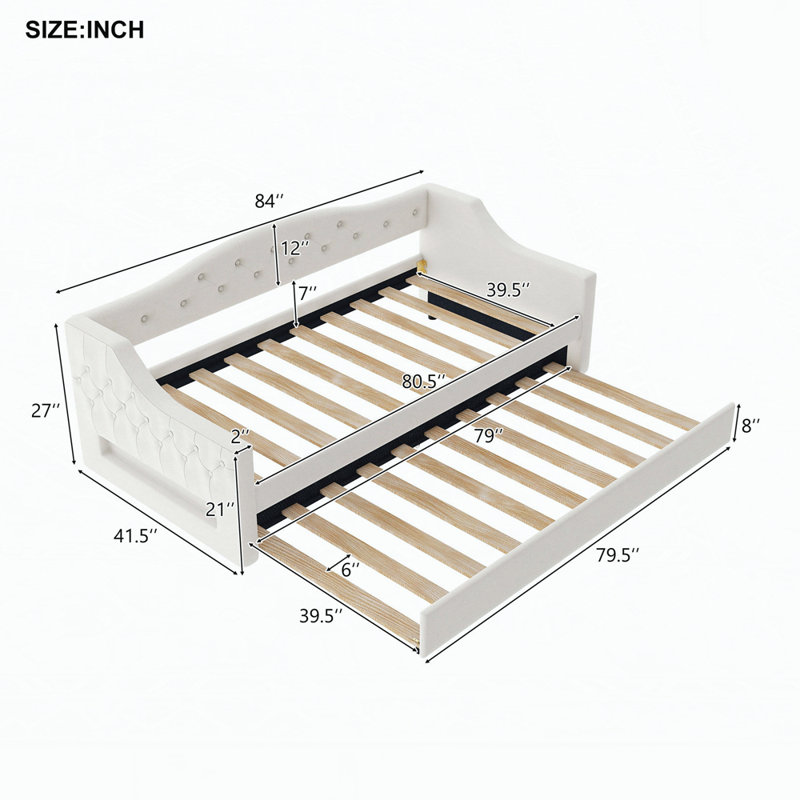 Versatile Upholstered Daybed with Drawers for Enhanced Comfort and Functionality, Beige