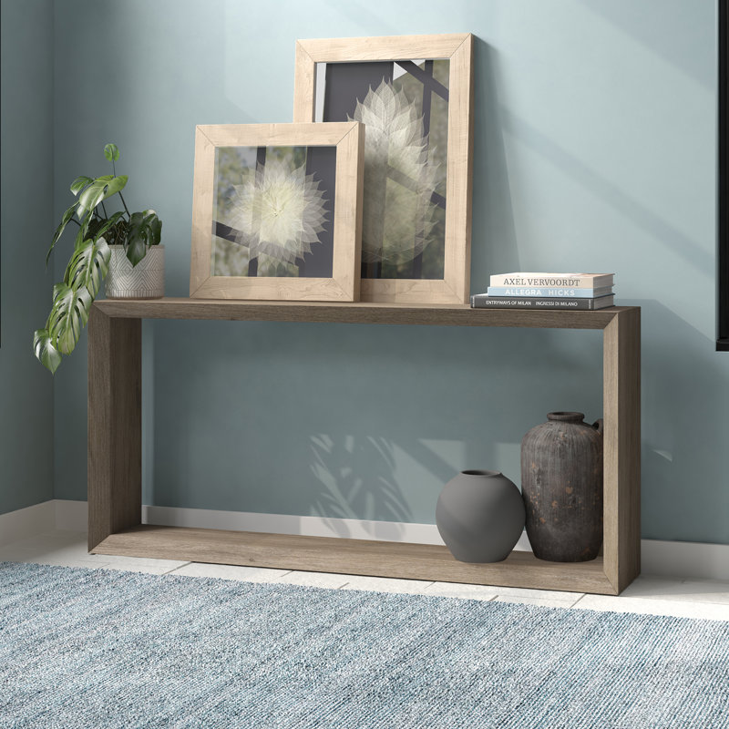 Jasan 64" Wide Rectangular Console Table in Antiqued Grey Oak, Grey