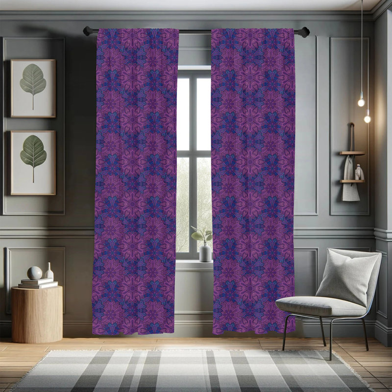 Flower Semi-Sheer Rod Pocket Curtain Panels, 28" x 95"