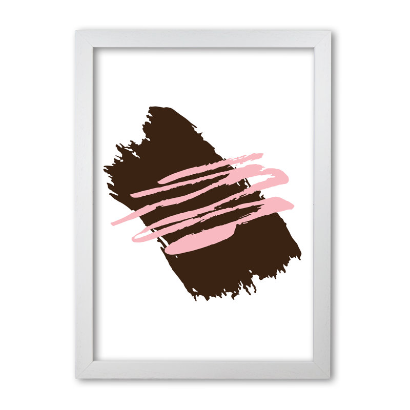 Black Jaggered Paint Brush Abstract - Single Picture Frame Print, White Grain Frame, 42 cm H x 30 cm W x 5 cm D