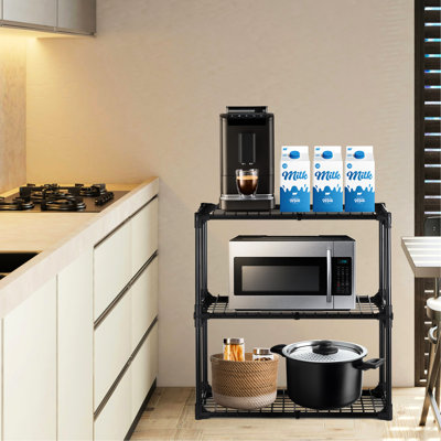 Étagère grillagée à 3 tablettes avec couvercle - rangement pour expositions commerciales 110 lb par tablette, capacité totale de 330 lb