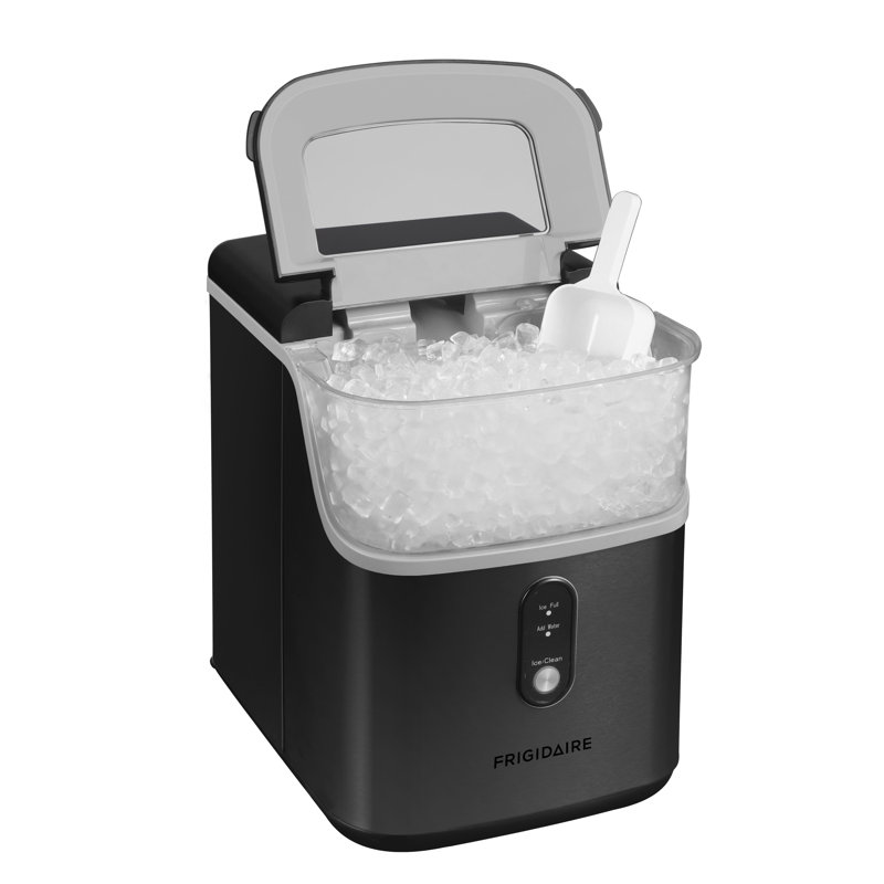 Frigidaire 33 lb Machine à glaçons Nugget, machine à glace de comptoir autonettoyante avec commandes tactiles, acier inoxydable noir