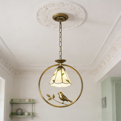 Lustre suspendu à 1 lumière de style oiseau Tiffany