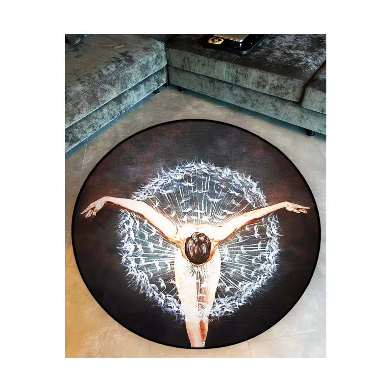 Ballerina Detailed Woven Base Modern Decorative Carpet, Round 5'