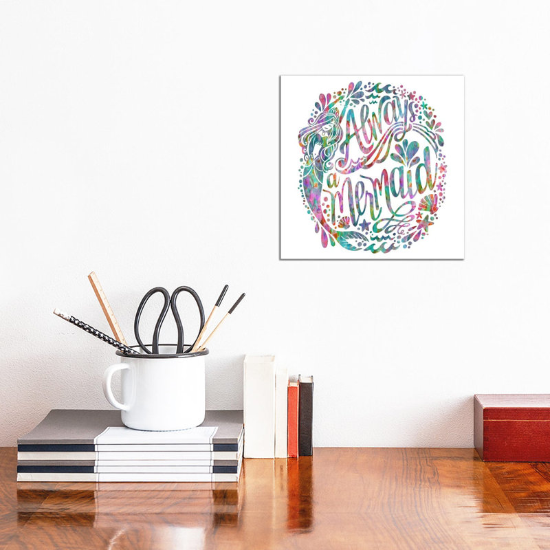 Always a Mermaid by Stephanie Corfee - Wrapped Canvas Typography, 30.48 cm H x 30.48 cm W