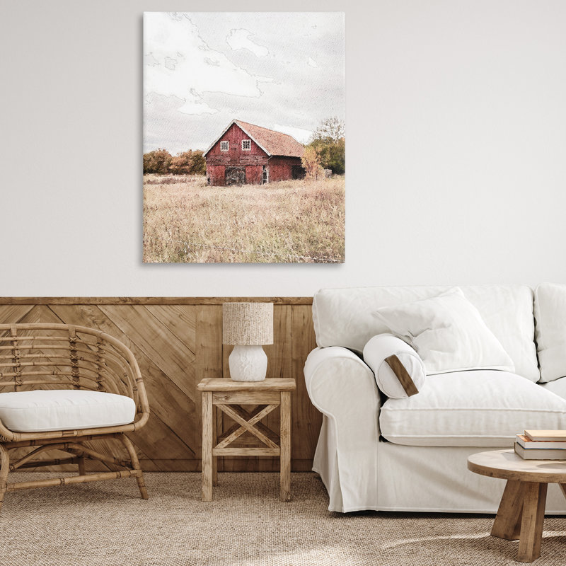 «Red Barn Country Terrain Canvas», conception par Susan Ball, H 48 po x l 36 po