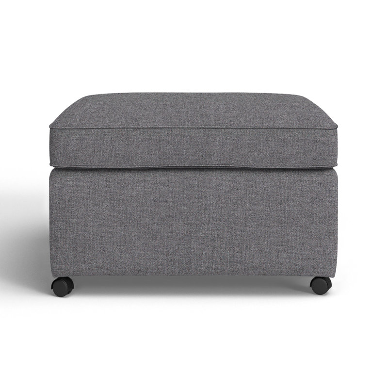Rika Upholstered Ottoman, Cast Slate Sunbrella® Plainweave