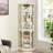 Lighted White Glass Corner Display Cabinet With Customizable Shelves For Art And Book Decoration Secure - Tipping Dining Room China-866009123