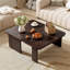 Table basse rectangulaire avec motif épissé, ensemble modulaire en panneau de fibres à densité moyenne brun riche, configuration polyvalente pour le salon