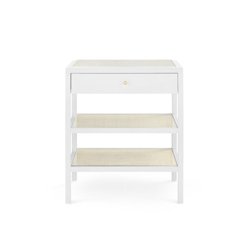 Caanan Glass End Table, White