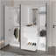 Organisateur de garde-robe blanc avec miroir et compartiments de rangement