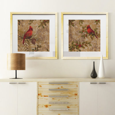 "Cardinal I", ensemble de 2 reproductions d’art sur papier encadrée