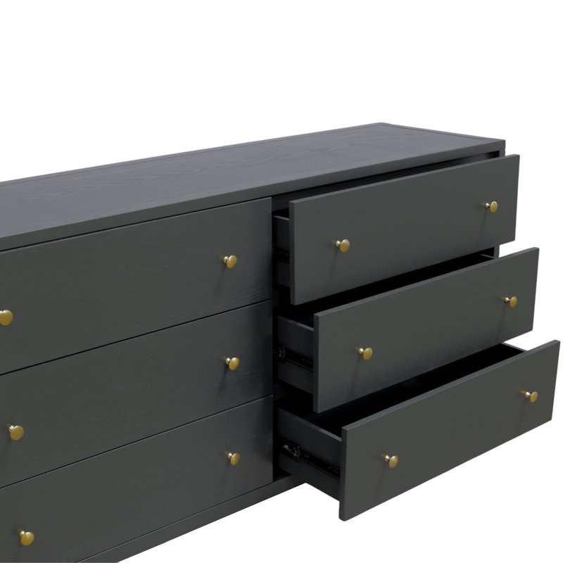 Commode 6 tiroirs Gracie, Noir, noir, noir, noir