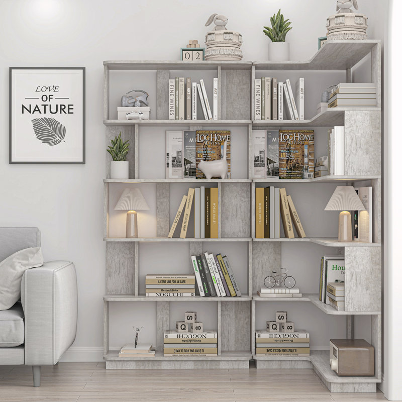Bibliothèque d'angle peu encombrante, Gris clair