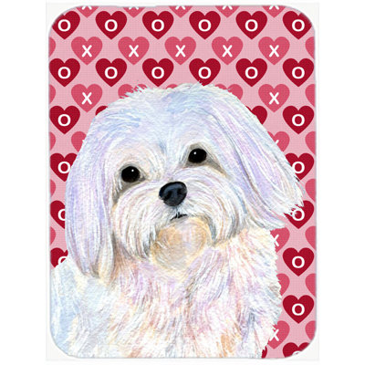 Planche à découper en verre de caroline et de saint-valentin en maltais Valentine Hearts