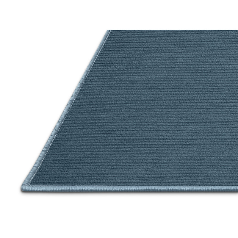 Machine Washable Solid Blue Area Rug, Square 8'