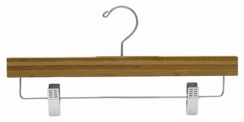 Cintre pour pantalons / jupes en bambou avec pinces pour jupe / pantalons, Laque foncée