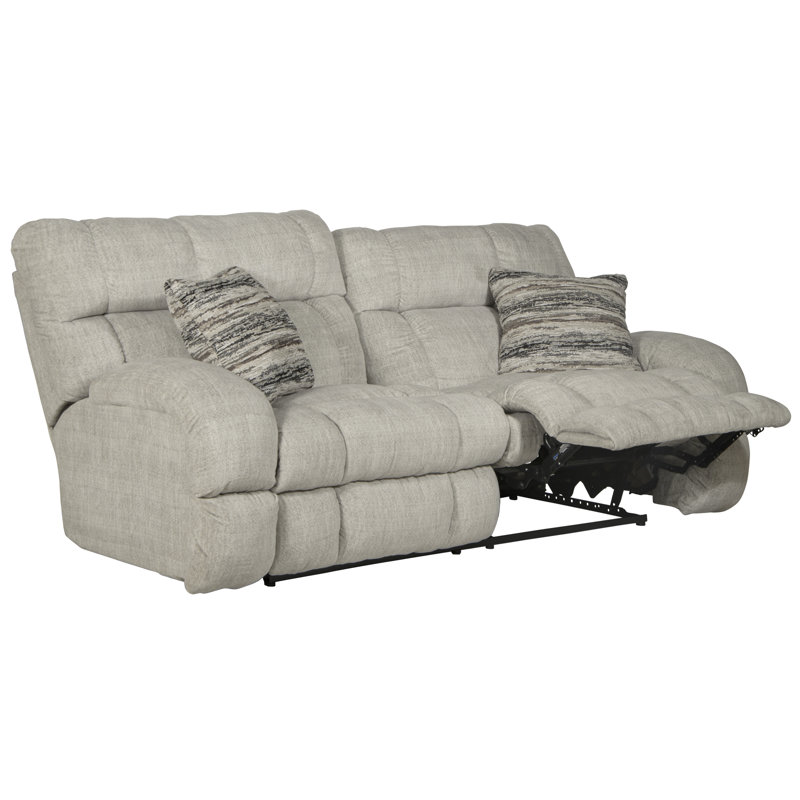 Annaliisa Upholstered 93'' Reclining Sofa, Beige Polyester, Manual