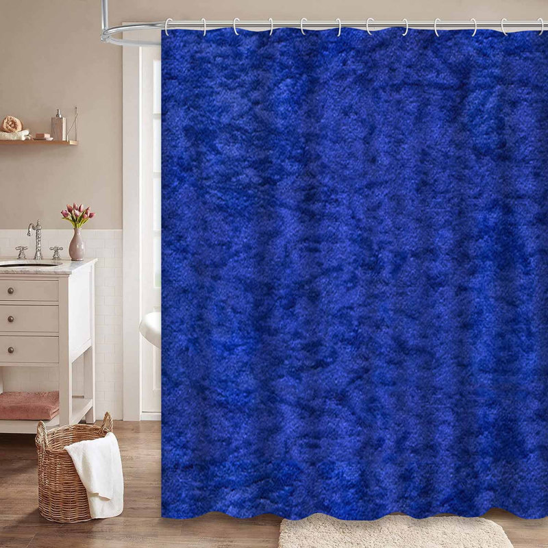 Rideau de douche en velours bleu foncé foncé avec 12 crochets, L 72 po x l 84 po