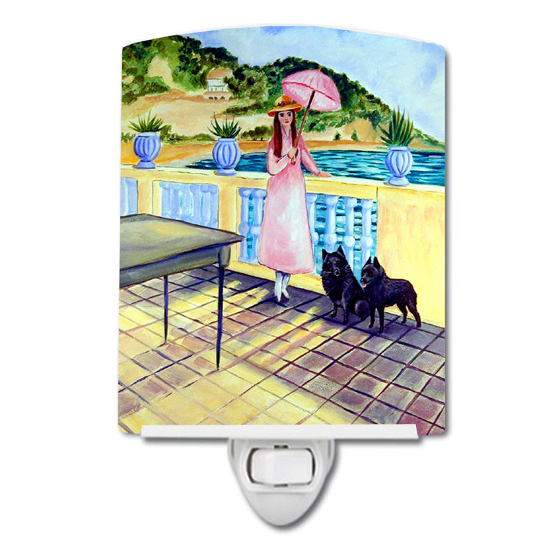 Lady with Her Schipperke Ceramic Night Light