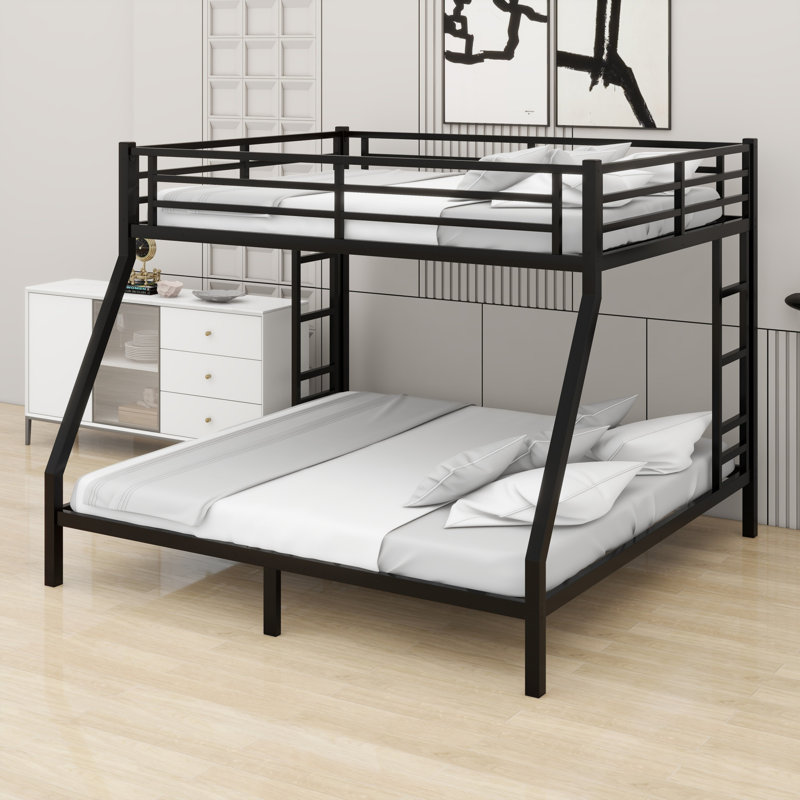 Lit superposé en métal pour adolescents et adultes, Grand lit sur très grand lit