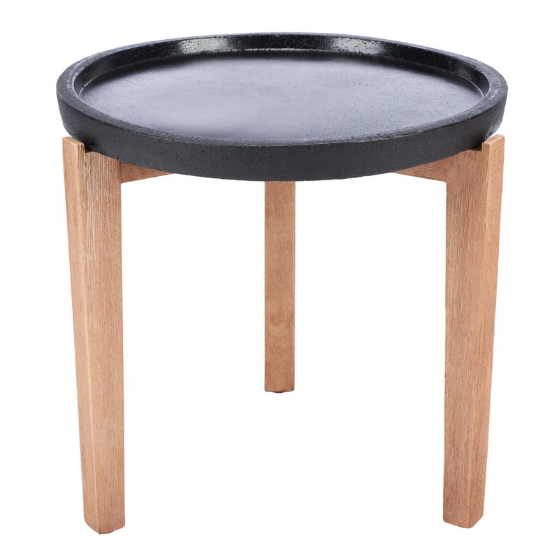 Summerfield Round Acacia Outdoor Side Table , in. W in. D, Black, 20.8" L x  20.8" W