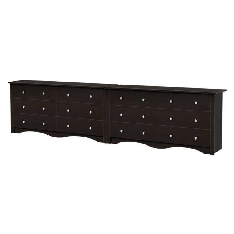 12 Drawer 116'' W Double Dresser, Brown