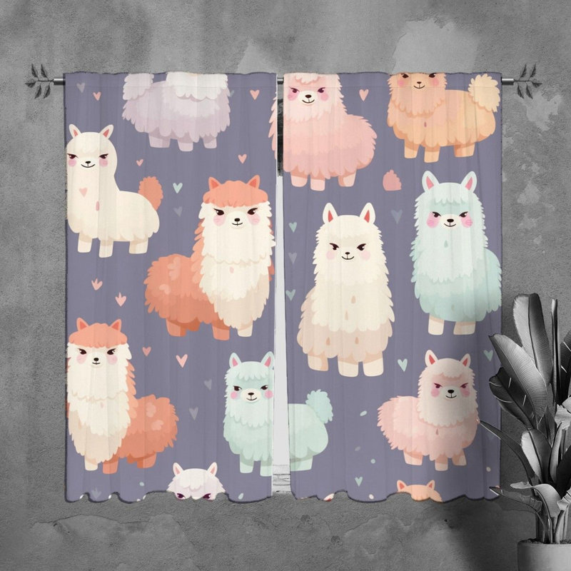 Rideaux en alpaga bleu et rose, L 20 po x L 61 po