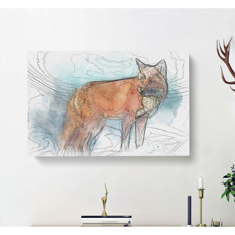 The Red Fox In Abstract - Wrapped Canvas Print, 35cm H x 50cm W x 3cm D