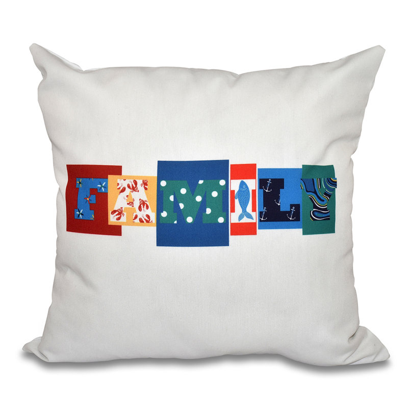 A Way With Words Reversible Throw Pillow, 26" H x 26" W, Blue