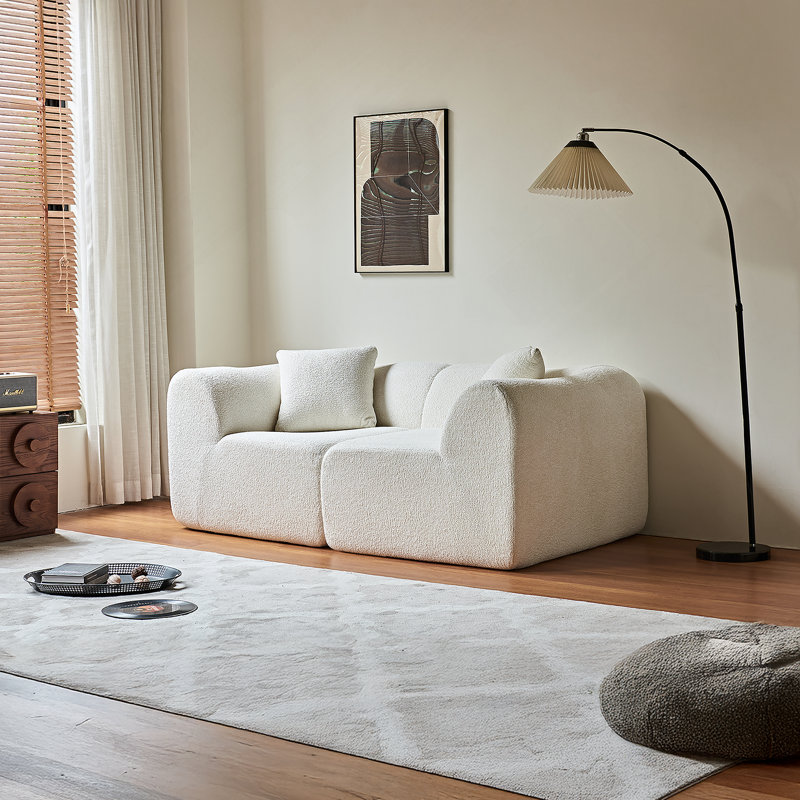 Canapé confortable à deux places avec tissu en velours, structure en éponge douce et coussins en mousse haute densité pour la maison et le bureau