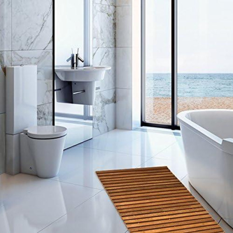 Ellsinore Rectangle Bath Mat Bamboo Roll Up Bath Duckboard Mat 40 X 60 cm Non-Slip Shower Mat 