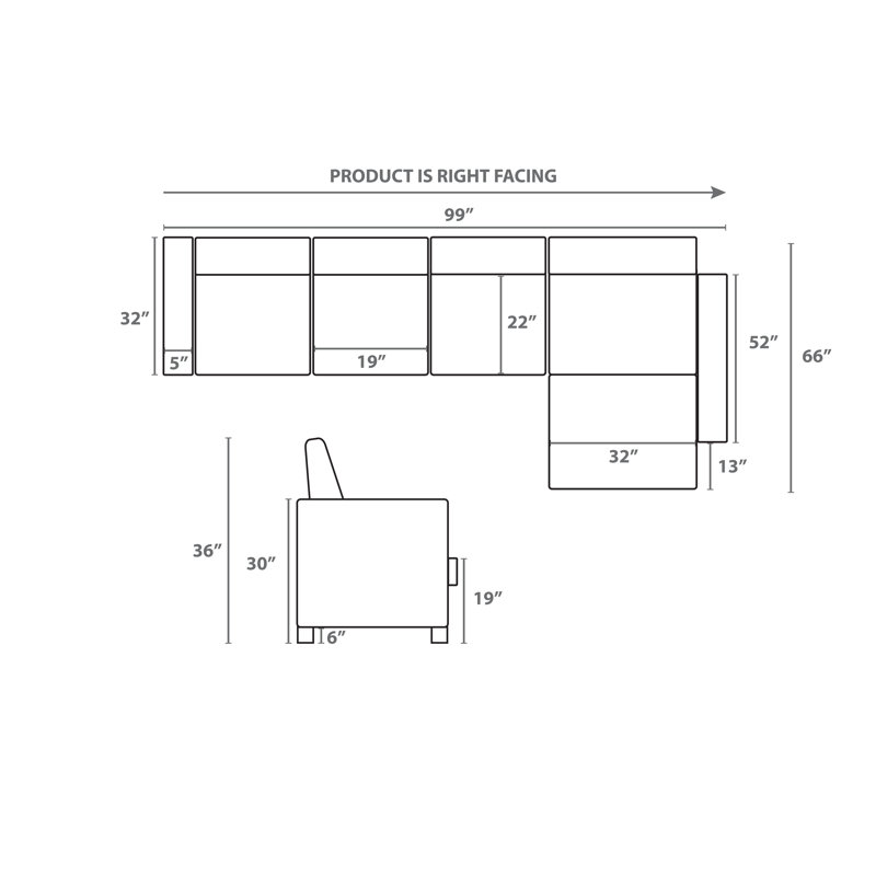 Canapé modulaire rembourré contemporain, Mélange de polyester gris