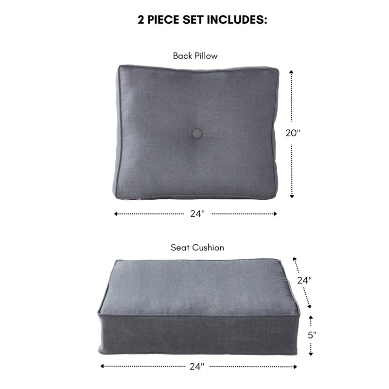 Royzell Sunbrella Outdoor Deep Seat Chair Cushion, Cast Slate