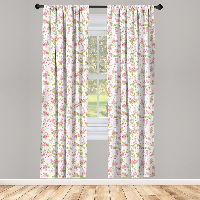 Shabby Flora Semi-Sheer Rod Pocket Curtain Panels, 28" x 63"